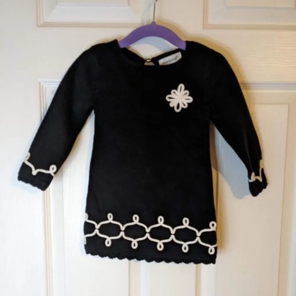 Savannah Baby Girl Black Knitted Long Sleeve Dress 2T